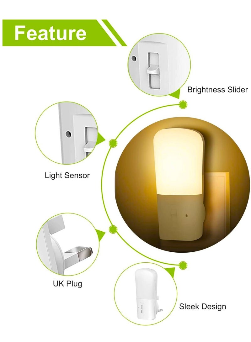 Chase Up Night Light, LED Night Light Plug in with Dusk to Dawn Sensor, Adjustable Brightness 0-80LM, 3000K Soft Night Light, Kids Night Lamp for Bedroom Bathroom Hallway Stairway, 2 Pack - Image 3