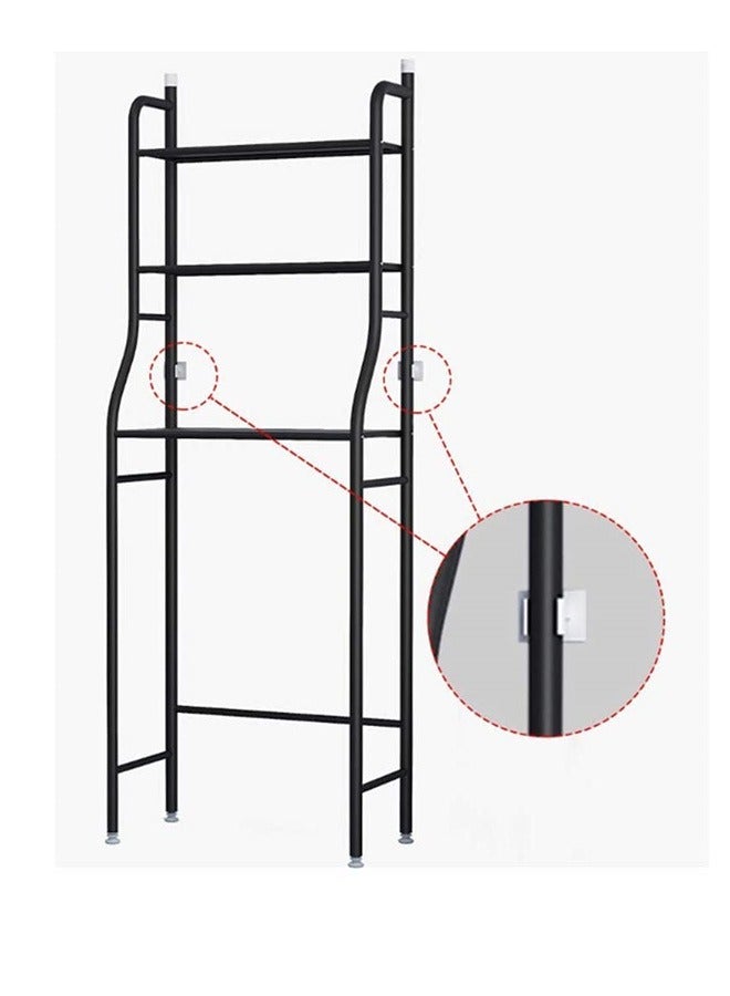 BLOOMING TIME Toilet Storage Rack 3 Tier Bathroom Shelving Black - Image 2
