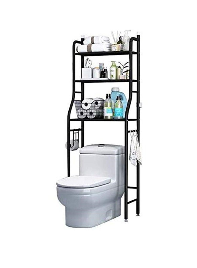 BLOOMING TIME Toilet Storage Rack 3 Tier Bathroom Shelving Black - Image 3