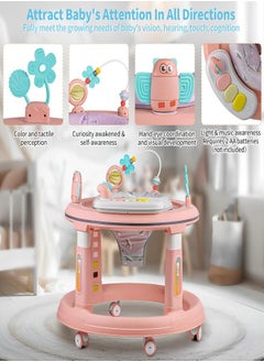 iMissiu Baby Walker with Music and Lights, 5 Adjustable Heights, Baby Walkers and Activity Center for Boys Girls Babies 6-12 Months, Features 360 Degree Swivel Seat, Detachable Toys and Bounce Foot pad  - Image 2