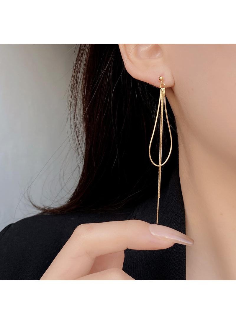 Y&D - Snake Bone Chain Tassel Earline For Women Gold - Image 1