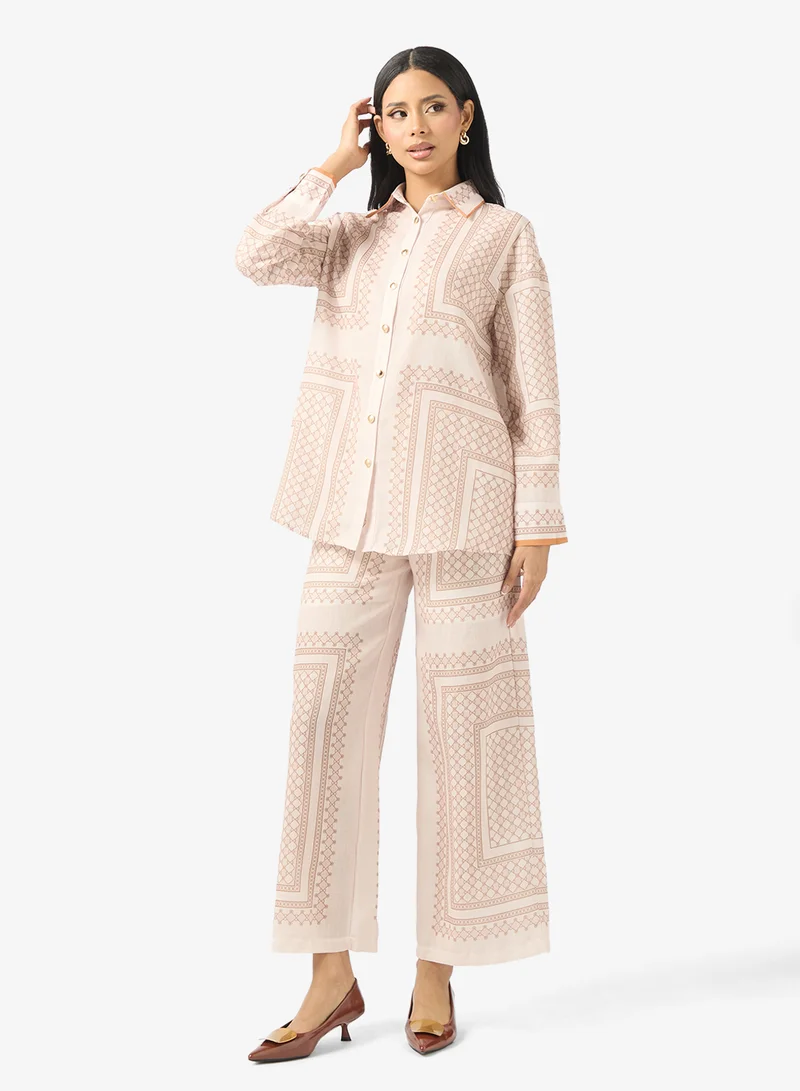 ELLA Monotone Print Top & pant Set