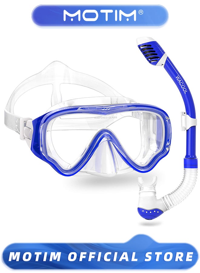 Motim Snorkel Mask Anti-Fog Scuba Snorkelling Packages Diving Mask Anti-Fog & Anti-UV Tempered Glass Wide View Snorkel Mask for Kids & Toddles & Adults - Image 1