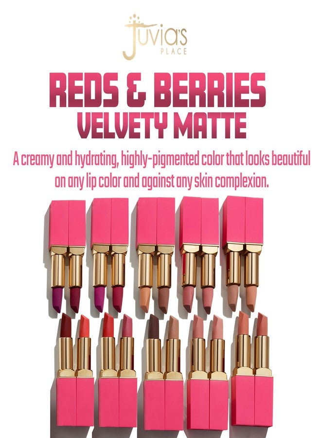 Juvia's Place أحمر الشفاه المخملي غير اللامع من جيوفيا بلايس - التوت العدو الأسود، أحمر شفاه غير لامع ناعم، مرطب، عالي الصبغة، كريمي، ناعم، وطويل الأمد - Image 2