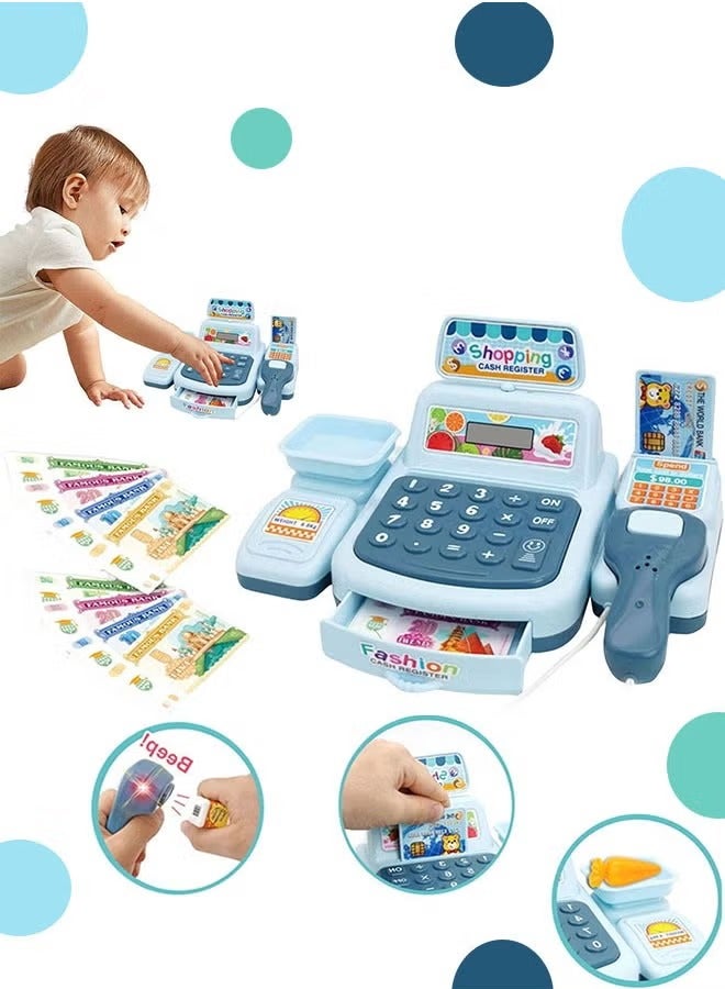 Cash Register Toy, Pretend Play Toy, Toy With Calculator, Multifunctional Toy Simulated Cash Register, Role-Playing Cash Register, Pretend Play Cash Register, Supermarket Cash Register Toy, With Lights And Music, Suitable For Children Over 3 Years Old (Blue)  - Image 4