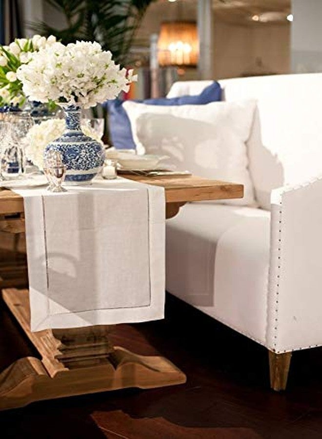 Fennco Styles Classic Solid Color Hemstitch Border Table Runner for Dining Table, Banquet, Wedding, Family Dinner, 16 x120 Inch, White - Image 4