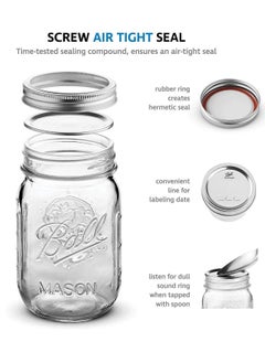 Y&D Jars with Lids and Bands Regular Mouth Jars Ideal for Jams Jellies Conserves Preserves Pizza Sauce(BALL16OZ 4PCS)  - Image 3