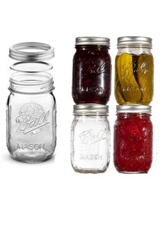 Y&D Jars with Lids and Bands Regular Mouth Jars Ideal for Jams Jellies Conserves Preserves Pizza Sauce(BALL16OZ 4PCS)  - Image 1