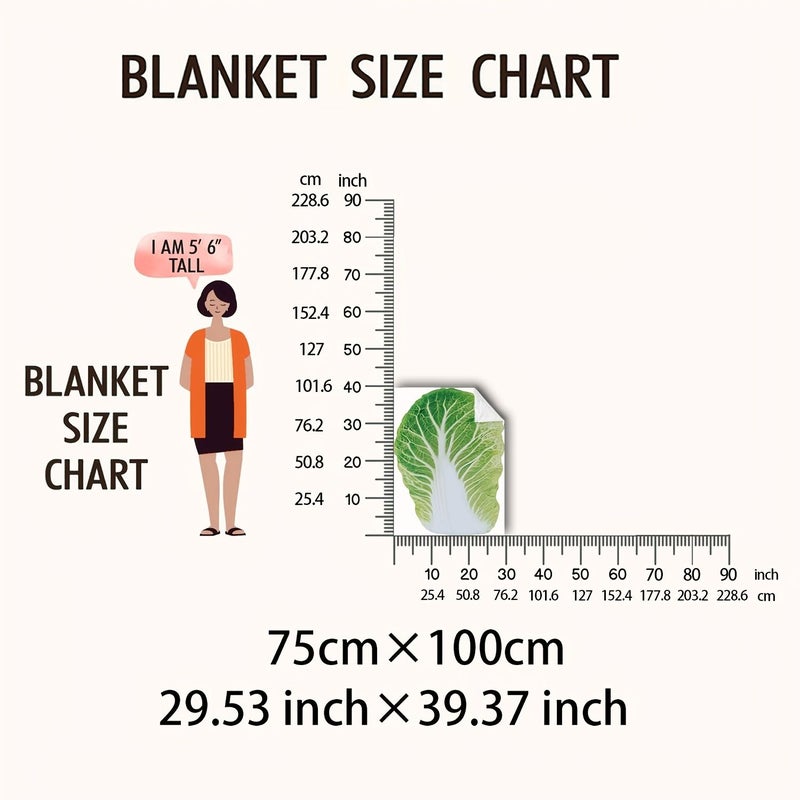 1pc Cabbage Flannel Blanket 75cmx100cm Realistic Vegetable Design Soft Warm Throw for Sofa Bed Travel - Image 3