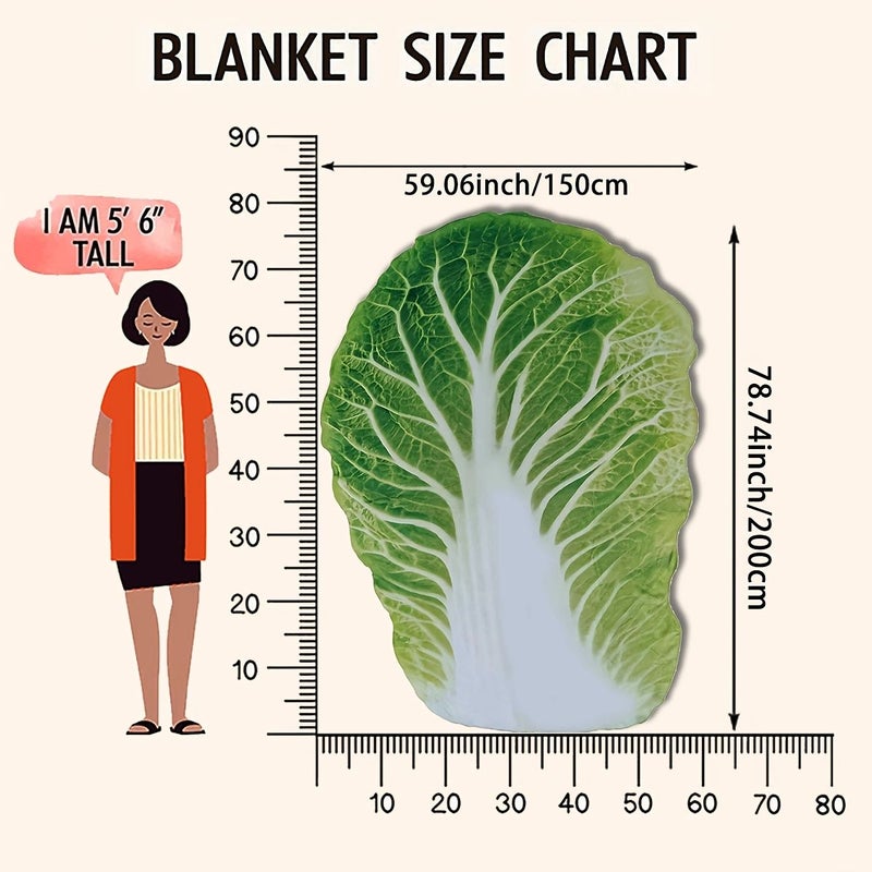 1pc Cabbage Flannel Blanket 75cmx100cm Realistic Vegetable Design Soft Warm Throw for Sofa Bed Travel - Image 5