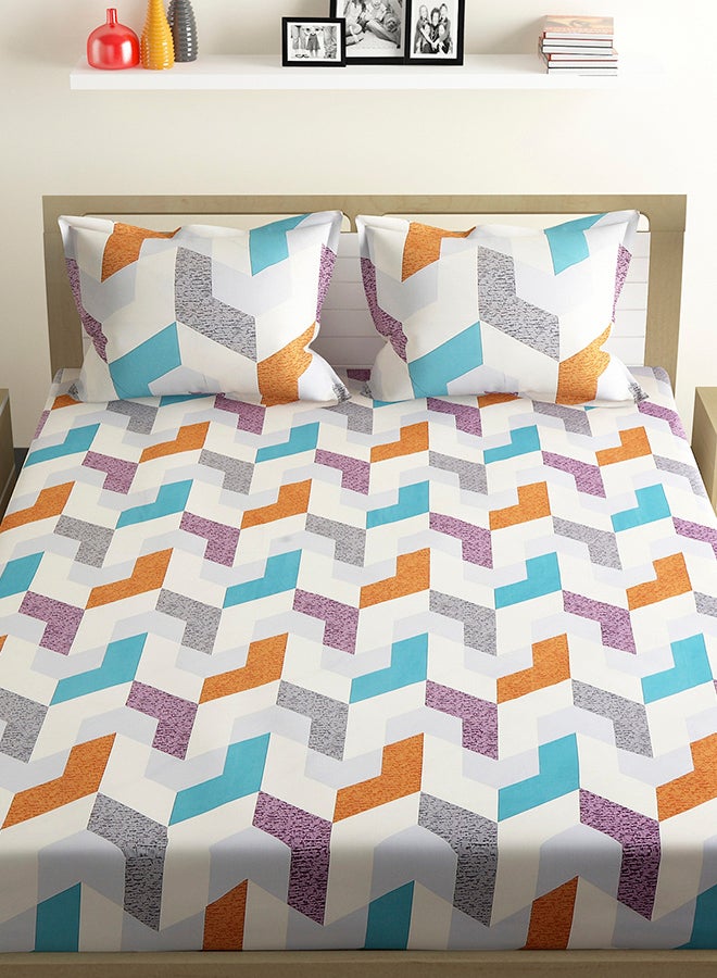 Status Contract مجموعة ربيع صيف - ملاءة سرير مزدوجة غنية بالقطن مع 2 غطاء وسادة لغرفة النوم، المنزل، الفندق - 120 جرام/متر مربع، أصفر-أزرق، 210 × 215 سم - Image 1