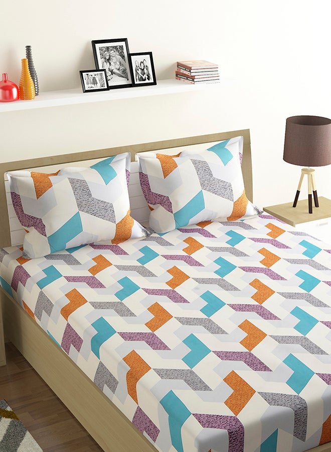 Status Contract مجموعة ربيع صيف - ملاءة سرير مزدوجة غنية بالقطن مع 2 غطاء وسادة لغرفة النوم، المنزل، الفندق - 120 جرام/متر مربع، أصفر-أزرق، 210 × 215 سم - Image 2