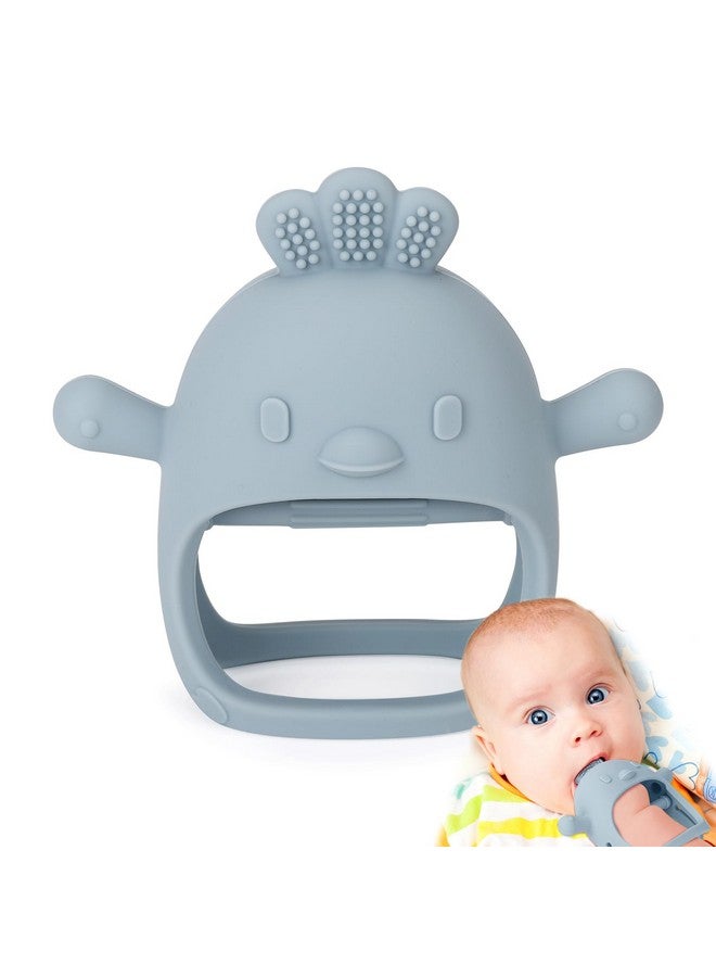 Socub Silicone Baby Teether Toy for Infants 3+ Months, BPA Free Anti-Drop Silicone Mitten Teething Toy for Soothing Sore Gums, Baby Chew Toys for Sucking Needs, Dusty Blue - Image 1