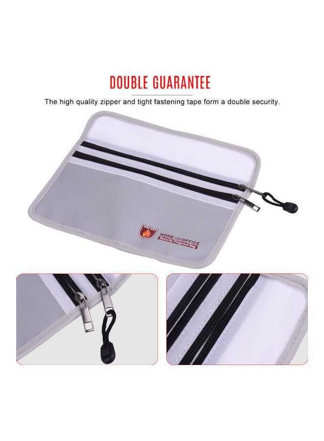 NIBEMINENT Double Zipper Fireproof Bag Silver  - Image 3