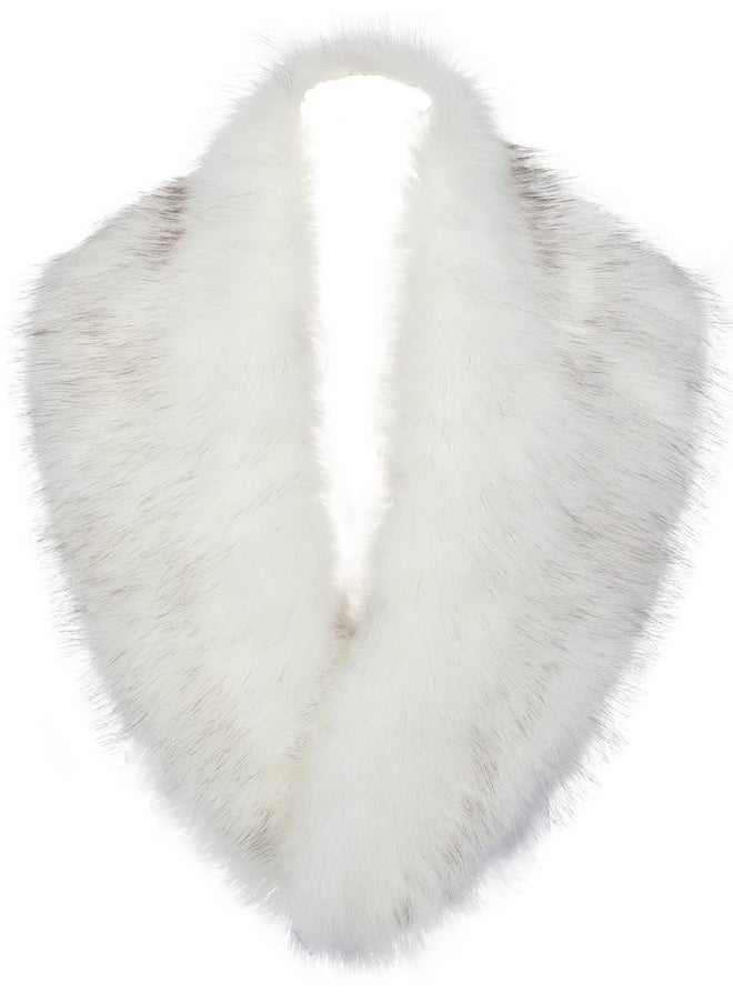 LA CARRIE - Women'S Faux Fur Collar Scarf Wrap Shawl Cold Winter Warmer(White) - Image 1