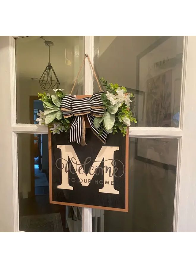 Farmhouse Wooden Surname Wreath Rustic Front Door Decor Natural Wood Finish Wedding Gift - Image 2
