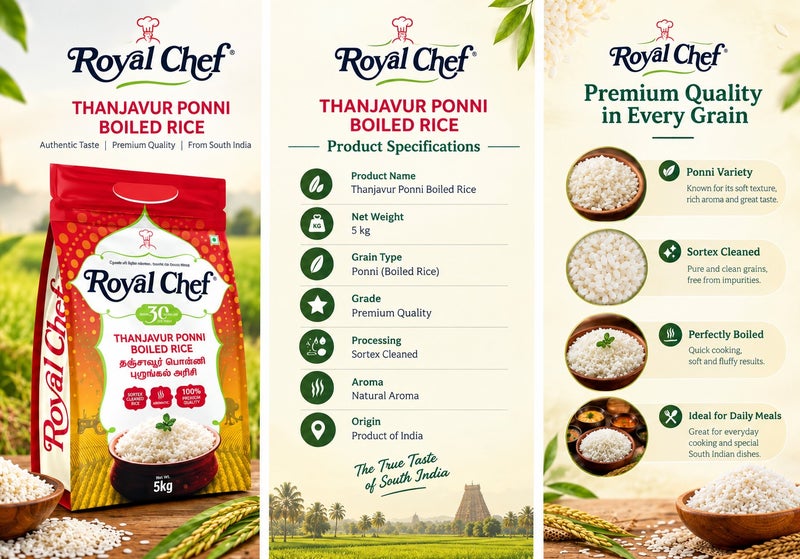 Royal Chef Royal Thanjavur Ponni Boiled Rice 5 Kg - Image 2