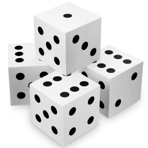 Shappy 4 Pieces 35 Inch Foam Dice Cube Jumbo Dice with Number Dots Big Giant Foam Large Cube for Christmas Game Math Classroom Party Favors Bag StuffersWhite - Image 1