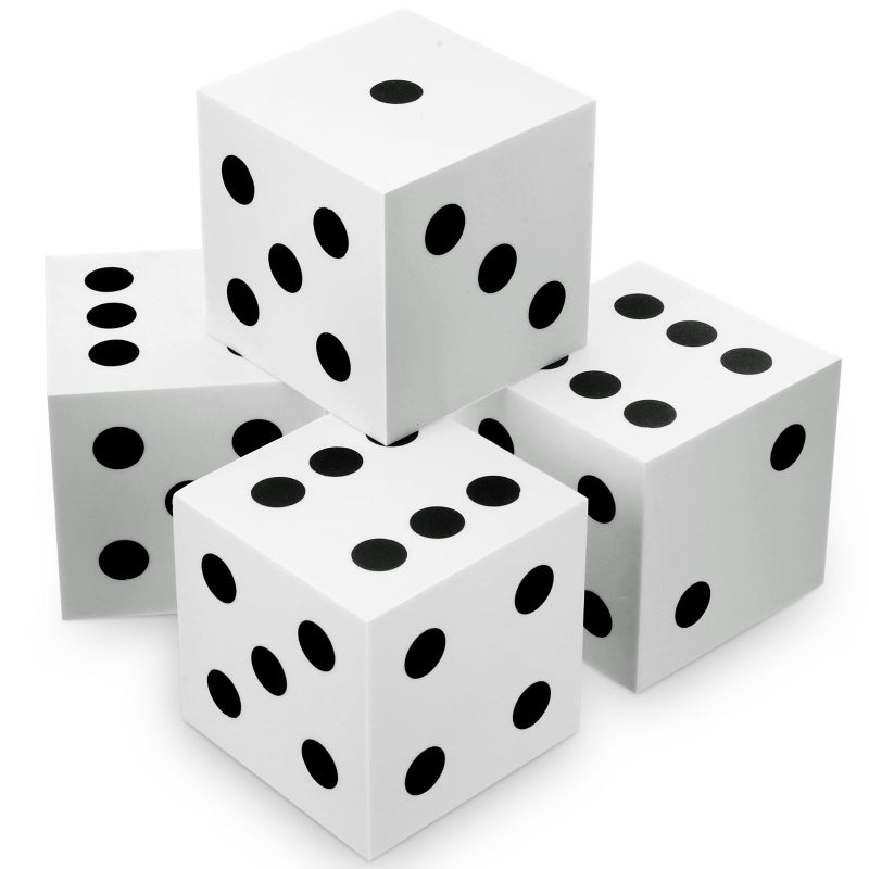 Shappy 4 Pieces 35 Inch Foam Dice Cube Jumbo Dice with Number Dots Big Giant Foam Large Cube for Christmas Game Math Classroom Party Favors Bag StuffersWhite - Image 3