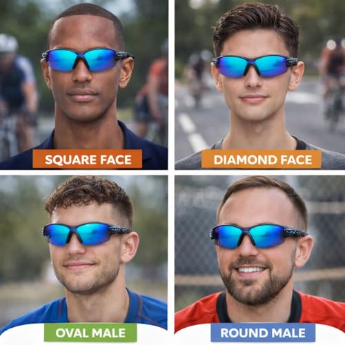 Dervin Non Polarized Oversized Sports Sunglasses for Men Women, Outdoor Cricket Cycling Hiking Fishing Sunglasses (Black-Blue) - Image 4