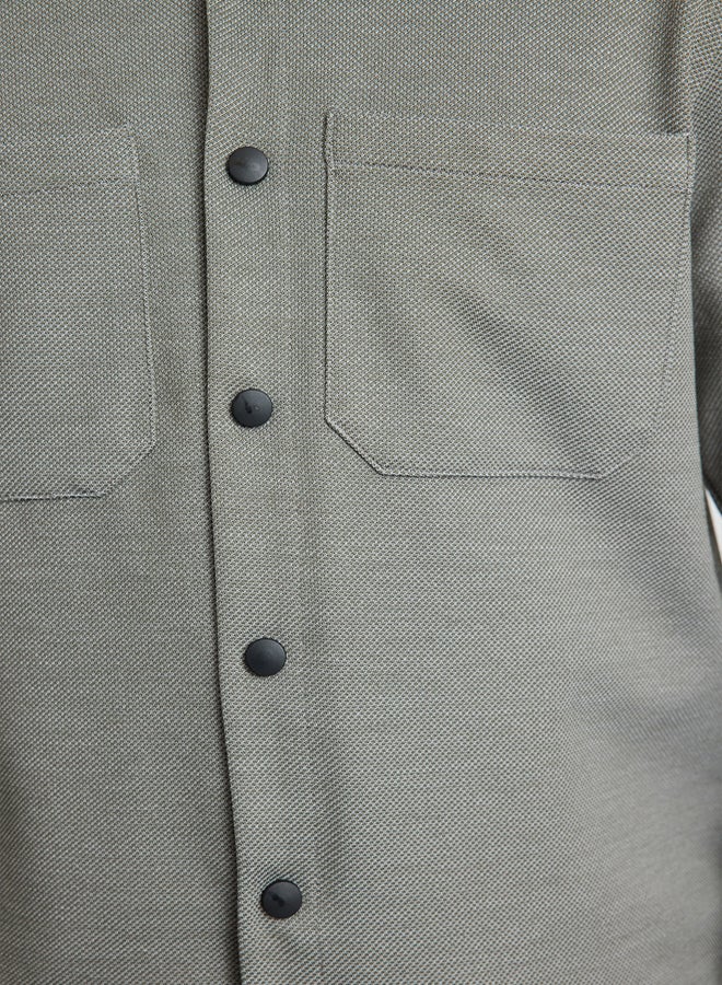 trendyol Khaki Regular Fit Knitted Comfortable Winter Textured Jacket Shirt TMNAW25GO00016 - Image 4