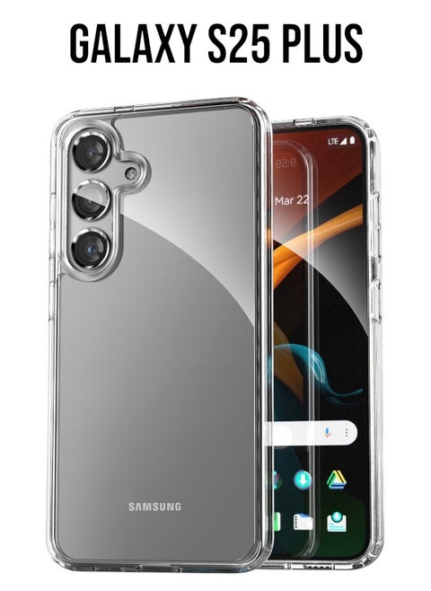 جراب موبايل سامسونج جالكسي اس 25 بلس (Galaxy S25 Plus) مضاد للصدمات, غطاء حماية مضاد للخدش يدعم الشحن اللاسلكي ماج سيف, مصنوع من البولي يورثين الحراري عالي الجودة - شفاف