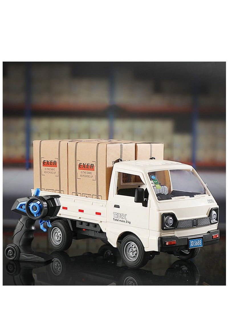 TFiOXL Remote Control Car RC Kei Truck,1:16 Scale RC Transporter Pickup Truck, 2.4GHz All Terrain RC Transport Cars with Spray & Light, 3 Batteries, Best Gifts Ideas for Kids Age 6 Year Old (White) - Image 3