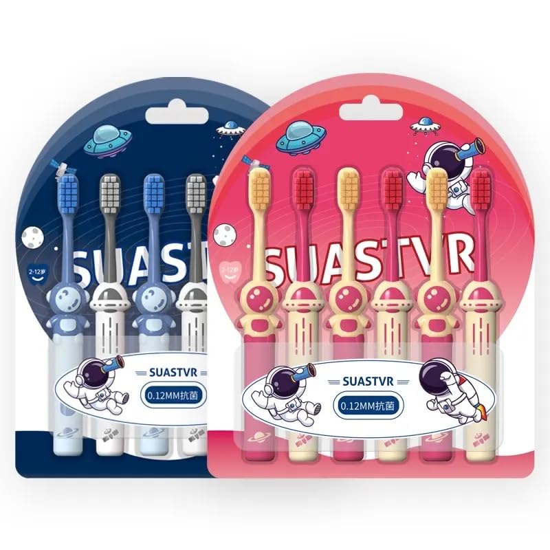 9UP® Small Head Soft Toothbrush For Children | Astronaut And Space Theme Toothbrush For Kids | Cleaning Toothbrush For Gum Protection | Manual Toothbrush Suitable For Ages 2-8 Years (12pcs Set, Multicolor) - Image 1