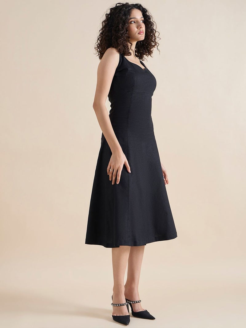 Powersutra Structured Black Midi Dress for Women - Image 5