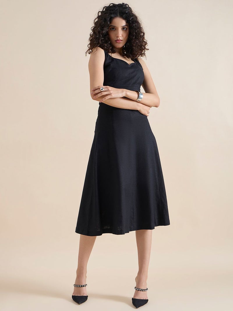 Powersutra Structured Black Midi Dress for Women - Image 2