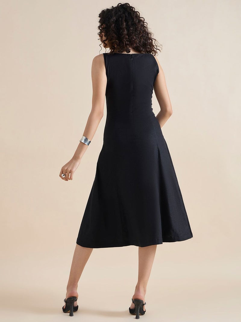 Powersutra Structured Black Midi Dress for Women - Image 4