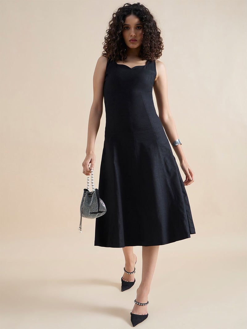 Powersutra Structured Black Midi Dress for Women - Image 1