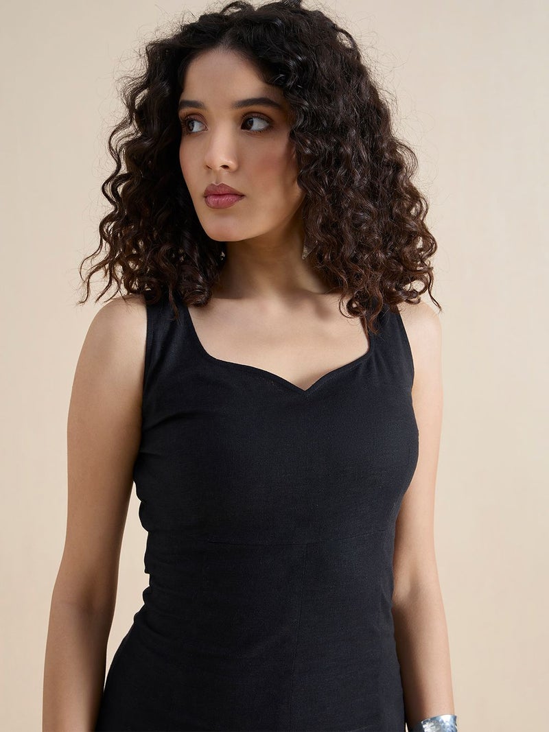 Powersutra Structured Black Midi Dress for Women - Image 3