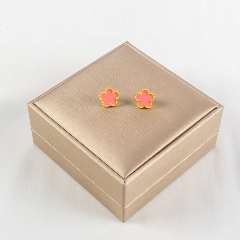 The Black Pearl Accessories Golden Pink Stainless Steel Clover Earring - Image 2