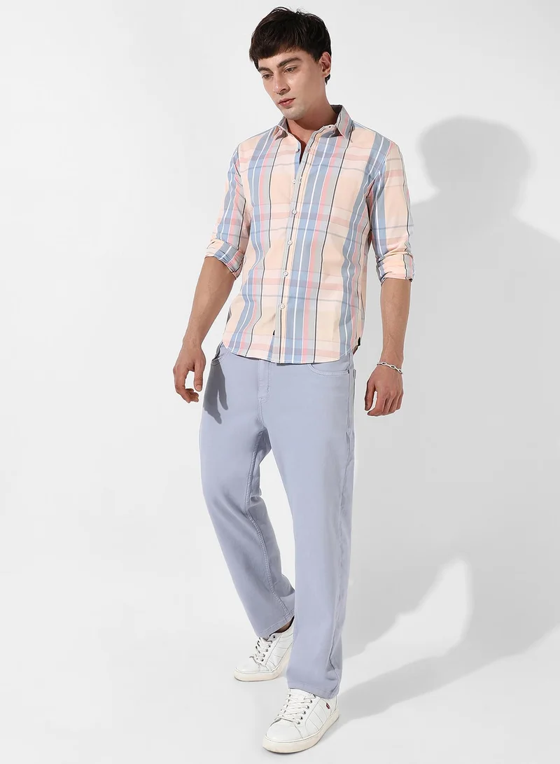 Campus Sutra Men's Cotton Plaid Button Up Shirt