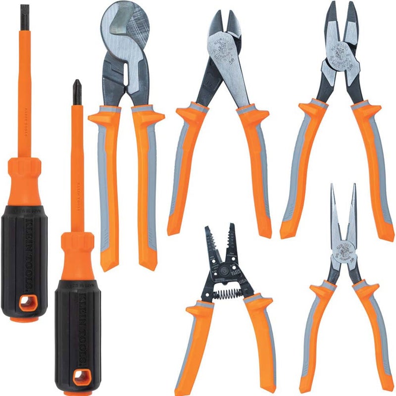 Klein Tools 9421R 1000V Insulated Plier Tool Set Made in USA with 3 Pairs of Pliers Cable Cutter Wire Stripper and 2 Screwdrivers 7Piece - Image 2