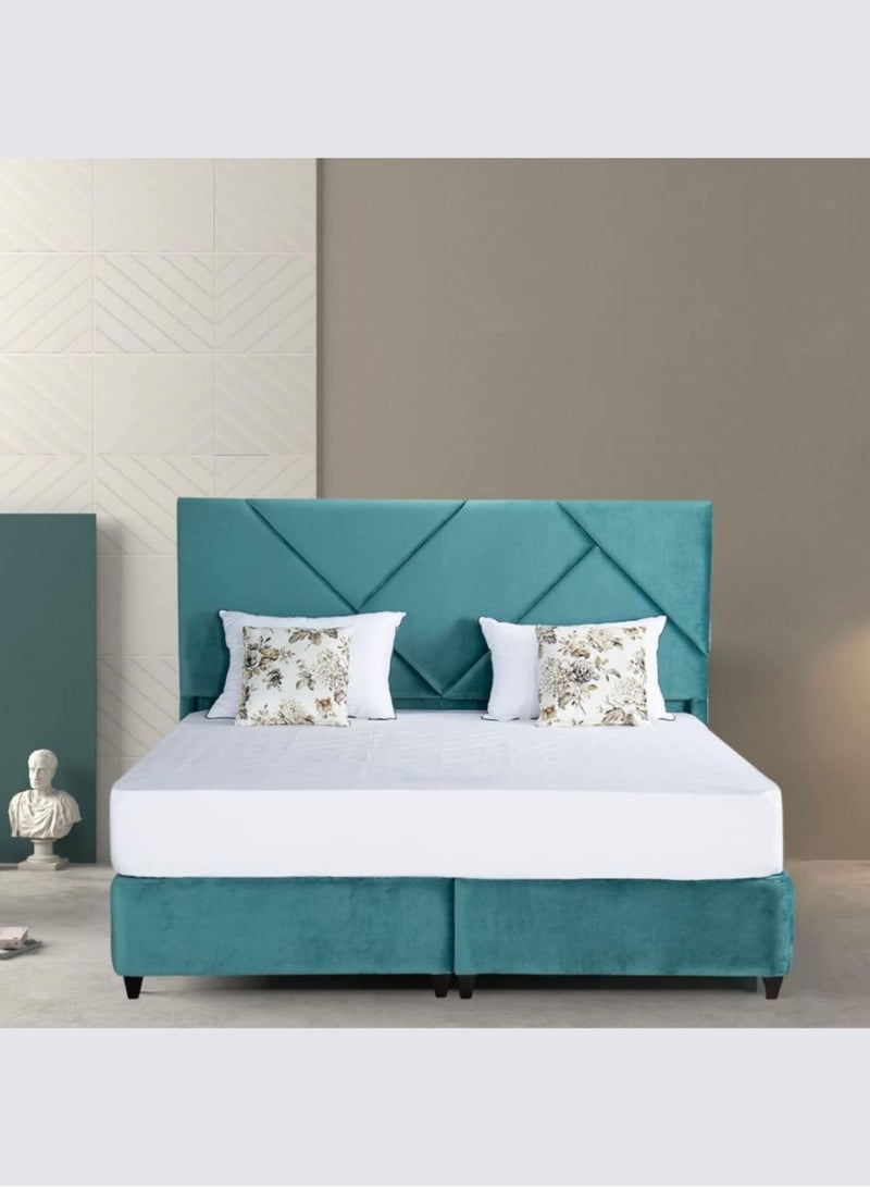 Karnak Galaxy Tufted Upholstered Velvet Queen 150 x 200cm, Sea Green - Image 1