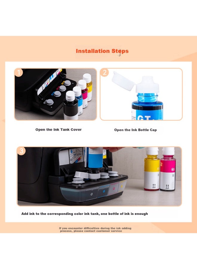 Zhangping Compatible With Hp Smart Tank 215 218 Deskjet Gt5810 Gt5820 210-220series Ink Color Printer Gt51 Gt52 Red Refill Ink - Image 2