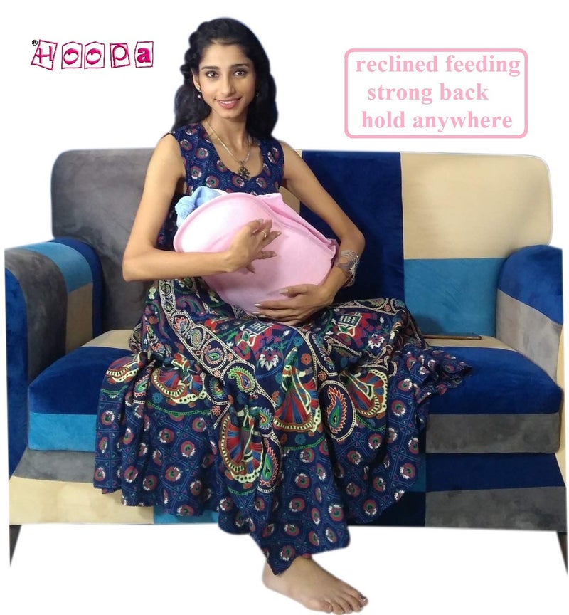 HOOPA وسادة تغذية HOOPA 2 في 1 مع عش وردي | وسادة تغذية مع عش | وسادة رضاعة مع عش وسادة رضاعة | حاملة مائلة | حاملة رضيع - Image 4