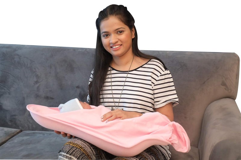 HOOPA وسادة تغذية HOOPA 2 في 1 مع عش وردي | وسادة تغذية مع عش | وسادة رضاعة مع عش وسادة رضاعة | حاملة مائلة | حاملة رضيع - Image 1