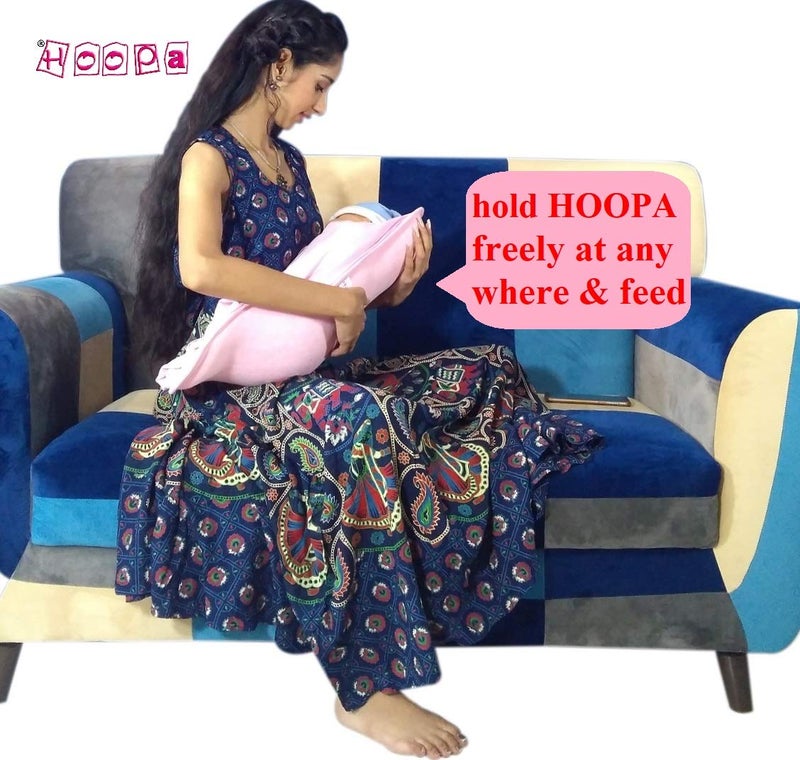 HOOPA وسادة تغذية HOOPA 2 في 1 مع عش وردي | وسادة تغذية مع عش | وسادة رضاعة مع عش وسادة رضاعة | حاملة مائلة | حاملة رضيع - Image 5