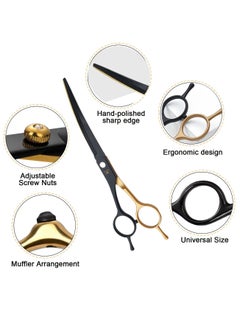 GUTCHE 3 PCS Hair Clipper and Scissors Hairdressing Set for Home, Salon, Barber Shop, Gift, Including Flat Clipper, Tooth Clipper, Curved Clipper, Black Gold  - Image 3