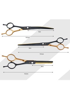 GUTCHE 3 PCS Hair Clipper and Scissors Hairdressing Set for Home, Salon, Barber Shop, Gift, Including Flat Clipper, Tooth Clipper, Curved Clipper, Black Gold  - Image 5