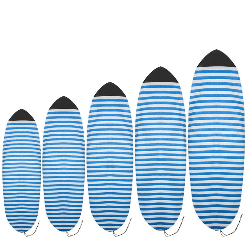 UCEDER Surfboard Sock Cover,Lightweight Stretch Board Bag for Sun Protection,Foldable Surfboard Sock Sleeve Perfect for Travel and Transportation(Blue and White, 9'6'') - Image 1