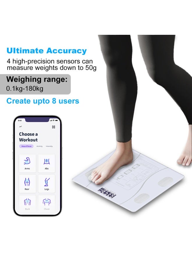 Intelligent Body Fat Scale, a Simple and Practical Digital Scale That can be Connected to a Mobile Digital Bathroom Scale to Display BMI, Body Fat, Muscle Mass, and Durable Weight Scale (White) - Image 5