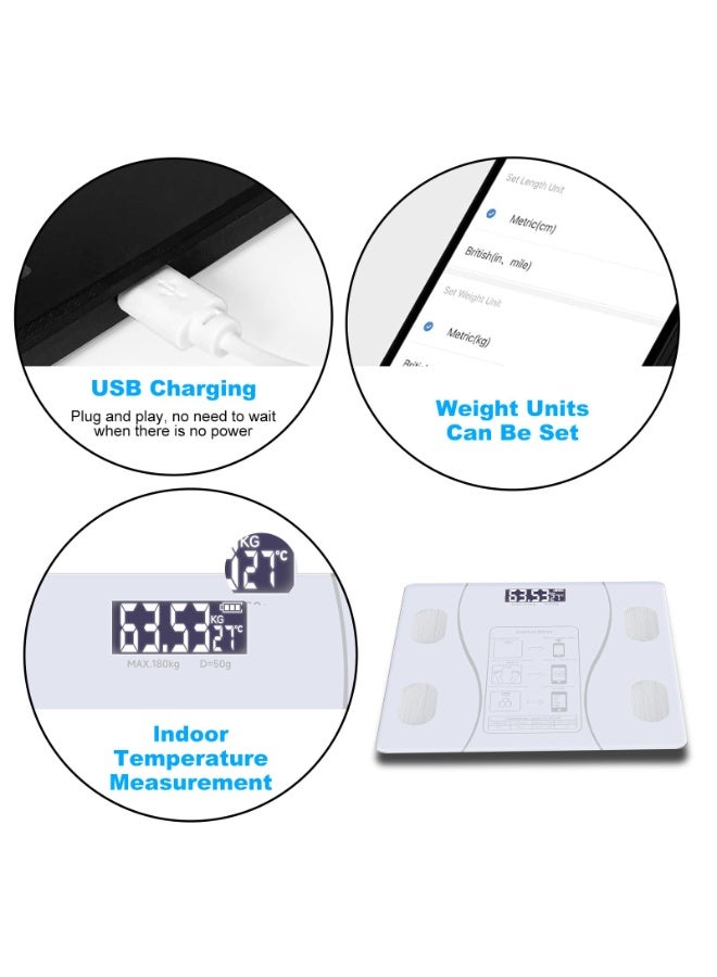 Intelligent Body Fat Scale, a Simple and Practical Digital Scale That can be Connected to a Mobile Digital Bathroom Scale to Display BMI, Body Fat, Muscle Mass, and Durable Weight Scale (White) - Image 4