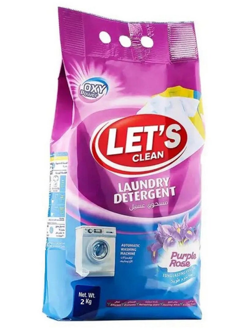 ليتس_كلين مسحوق غسيل للغسالة الأوتوماتيكية 2 كجم، لون وردي بنفسجي - Image 1