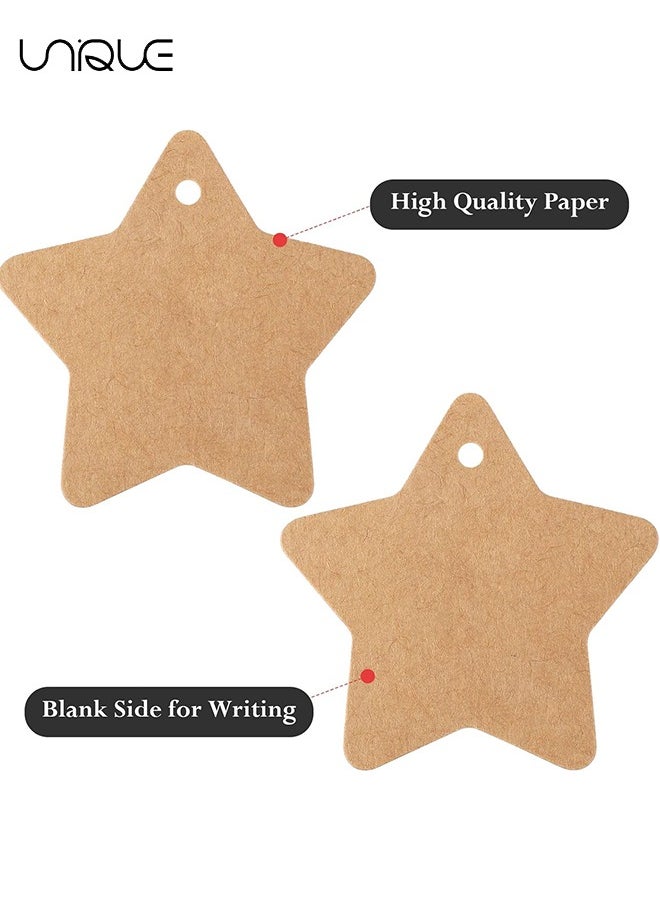Unique - Gift Tags, Kraft Gift Tags with String Attached, 300PCS Kraft Paper Tags Price Tags Star Heart Tags for Arts and Crafts,Wedding and Holiday Gifts Favors Birthdays Parties Eid Events (3 Color) - Image 1