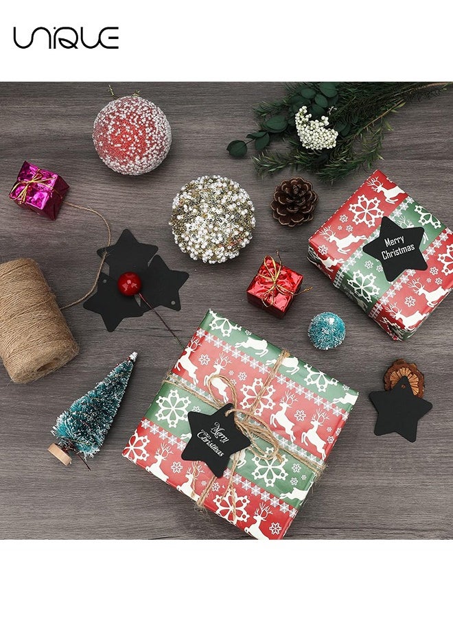 Unique - Gift Tags, Kraft Gift Tags with String Attached, 300PCS Kraft Paper Tags Price Tags Star Heart Tags for Arts and Crafts,Wedding and Holiday Gifts Favors Birthdays Parties Eid Events (3 Color) - Image 1