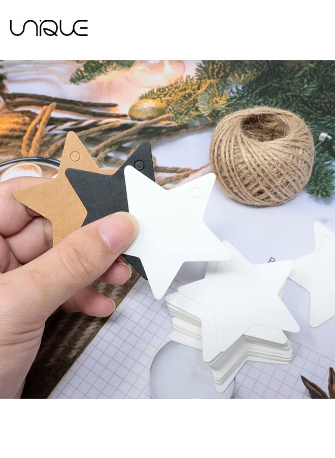 Unique - Gift Tags, Kraft Gift Tags with String Attached, 300PCS Kraft Paper Tags Price Tags Star Heart Tags for Arts and Crafts,Wedding and Holiday Gifts Favors Birthdays Parties Eid Events (3 Color) - Image 1
